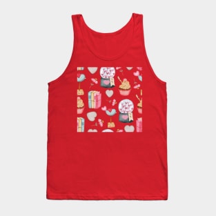 Cupcake And Book Pattern Tank Top